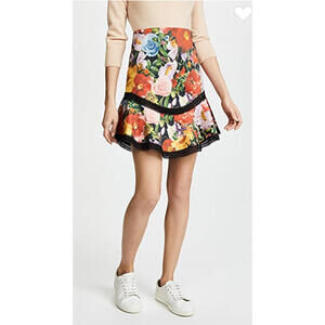 Alice + Olivia Eriko lace trim floral skirt, size 0, Retail $275.00